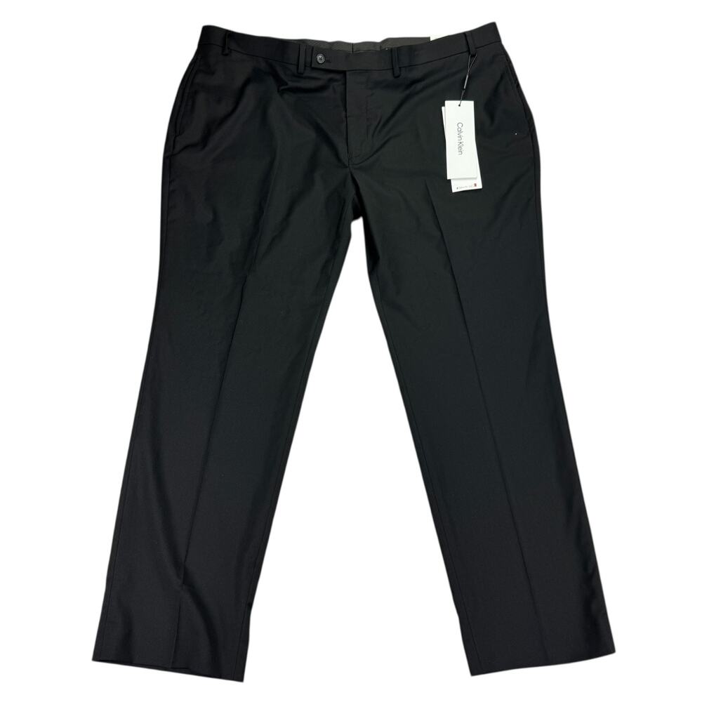 Calvin Klein Mens X Slim Fit Performance Stretch Solid Dress Pants Black 44x30